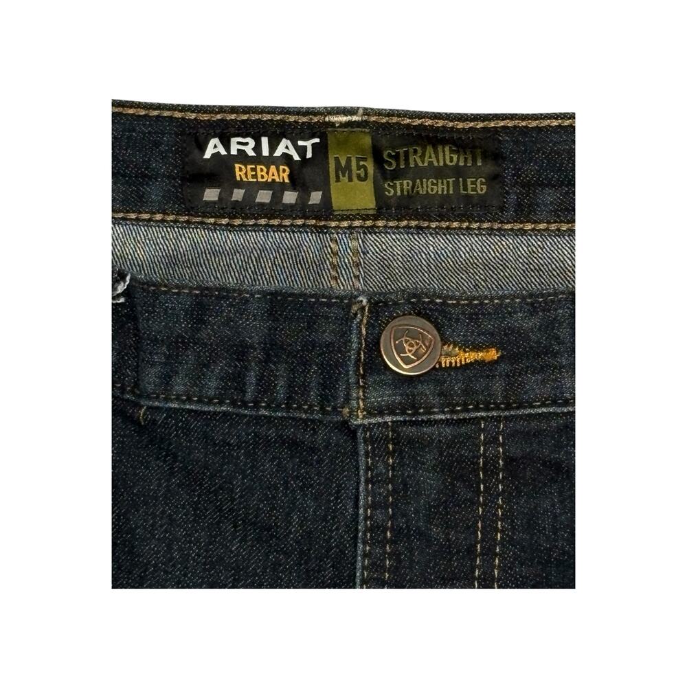 Ariat Rebar M5 Durastretch Stackable Straight Leg Jeans Men's 40 Blue Cowboy - Picture 3 of 9